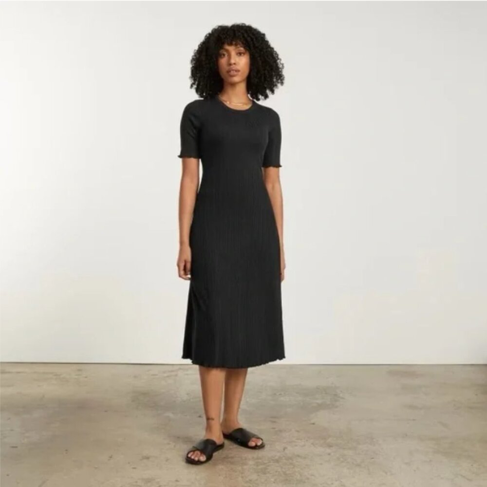 Everlane The Open Back Rib Dress in Black M